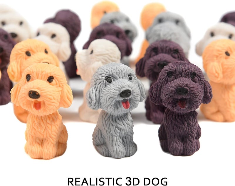 MGTECH 24 Pcs Animal Pencil Erasers Toppers,Pencil Top Erasers,3D Cute Dog Cap Easters Desk Pet Erasers for Kids - Image 4